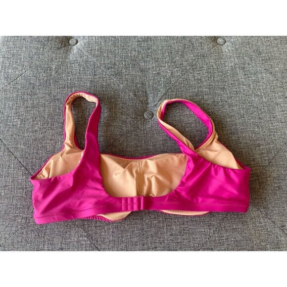 J. Crew Bright Pink squareneck bikini top Size XL New- tags detached - Picture 4 of 6